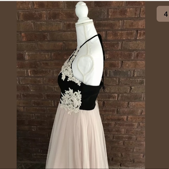 Blondie Nites Halter A-Line Formal Prom Dress - Picture 5 of 8